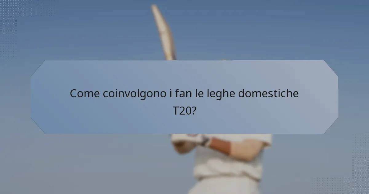 Come coinvolgono i fan le leghe domestiche T20?