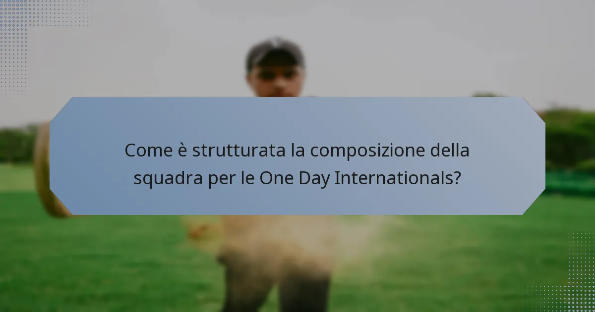 Come è strutturata la composizione della squadra per le One Day Internationals?