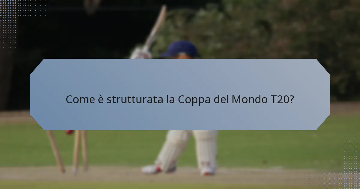 Come è strutturata la Coppa del Mondo T20?