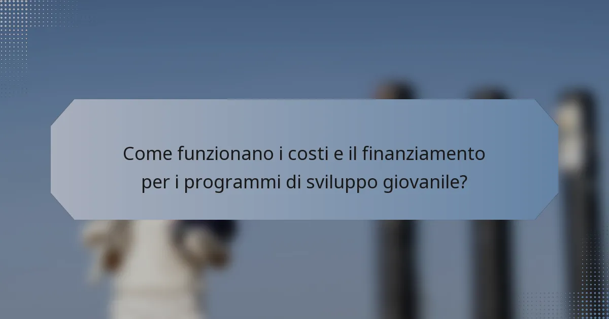 Come funzionano i costi e il finanziamento per i programmi di sviluppo giovanile?