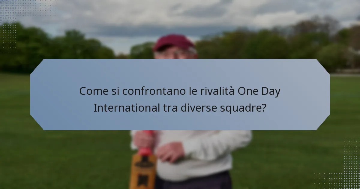 Come si confrontano le rivalità One Day International tra diverse squadre?