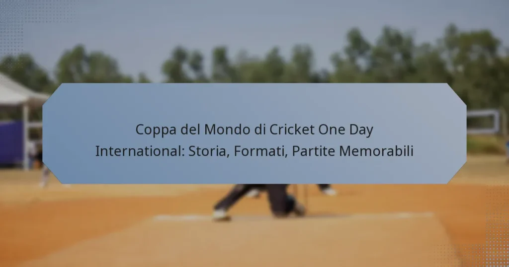 Coppa del Mondo di Cricket One Day International: Storia, Formati, Partite Memorabili