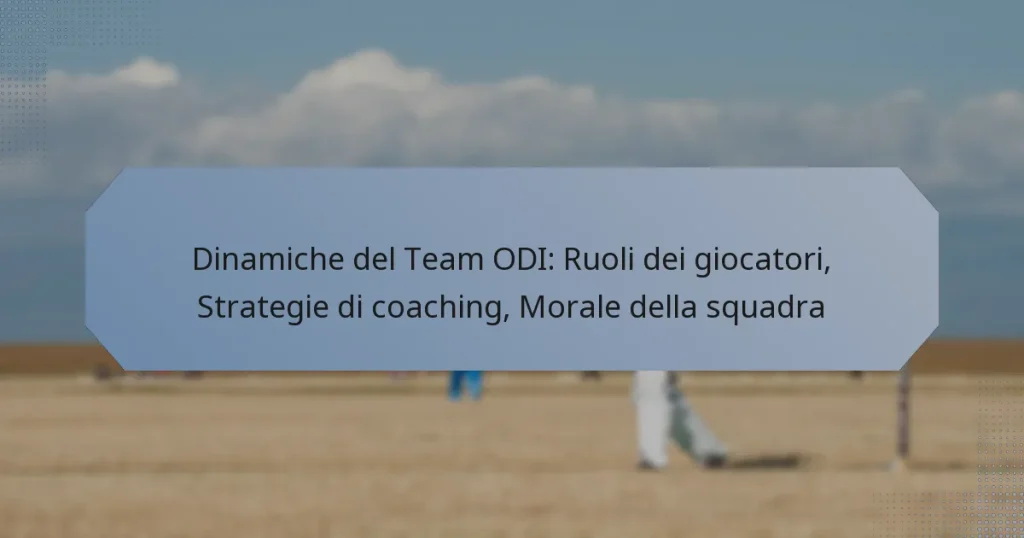 Dinamiche del Team ODI: Ruoli dei giocatori, Strategie di coaching, Morale della squadra