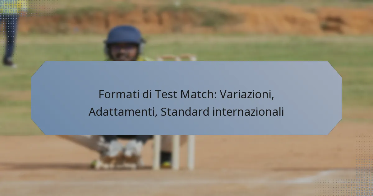 Formati di Test Match: Variazioni, Adattamenti, Standard internazionali