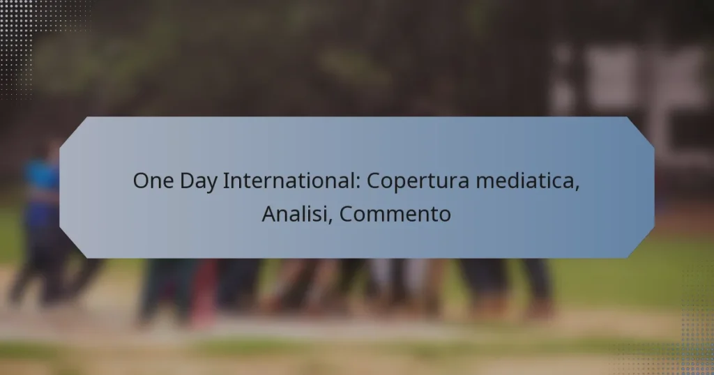 One Day International: Copertura mediatica, Analisi, Commento