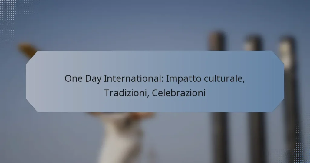 One Day International: Impatto culturale, Tradizioni, Celebrazioni