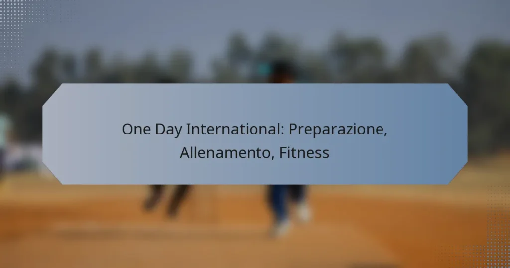 One Day International: Preparazione, Allenamento, Fitness