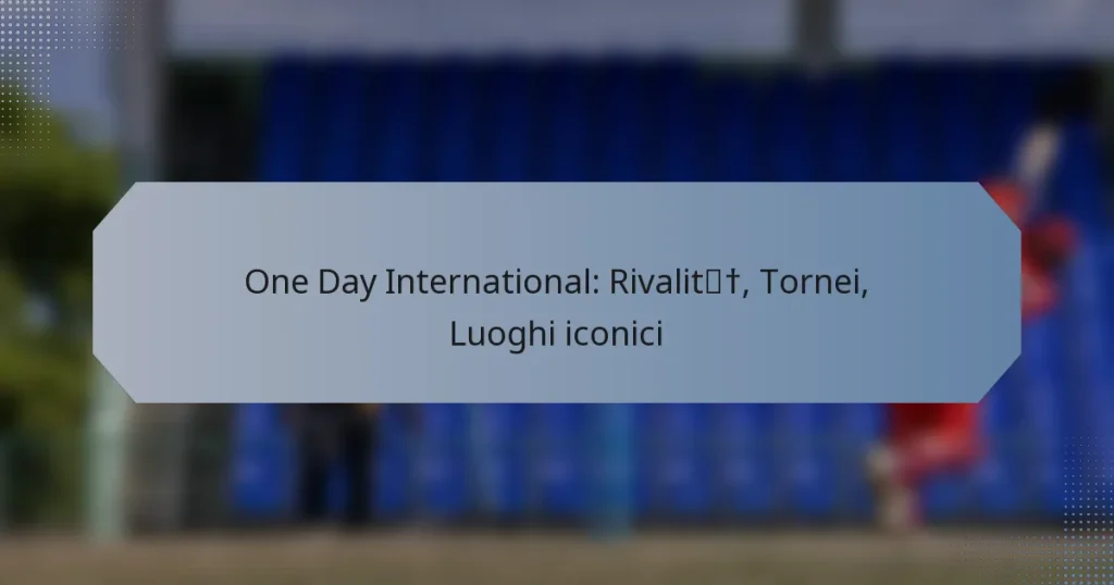 One Day International: Rivalità, Tornei, Luoghi iconici