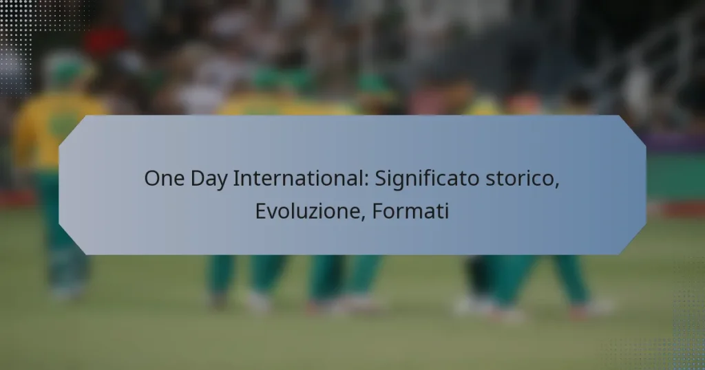 One Day International: Significato storico, Evoluzione, Formati