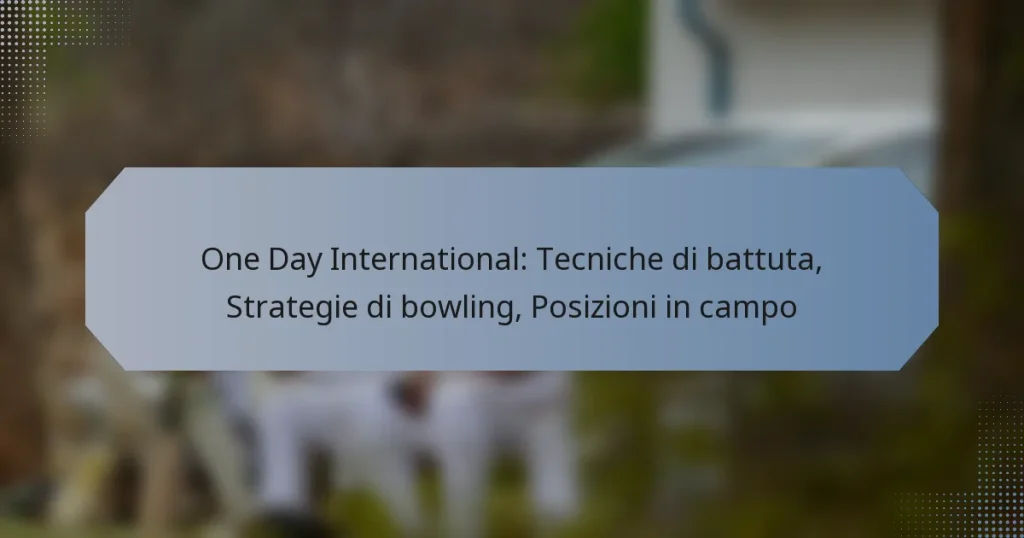 One Day International: Tecniche di battuta, Strategie di bowling, Posizioni in campo