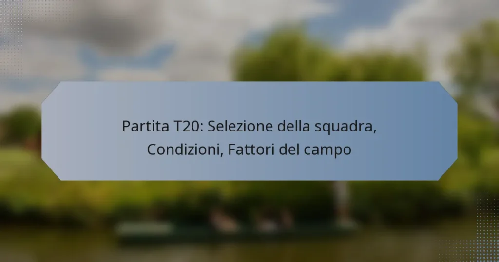 Partita T20: Selezione della squadra, Condizioni, Fattori del campo