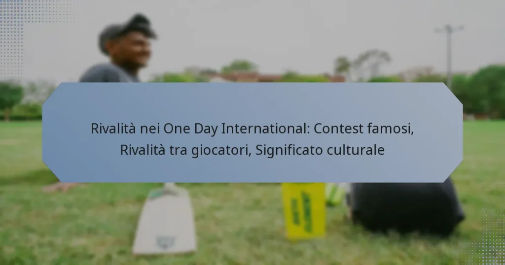 Rivalità nei One Day International: Contest famosi, Rivalità tra giocatori, Significato culturale