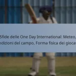 Sfide delle One Day International: Meteo, Condizioni del campo, Forma fisica dei giocatori