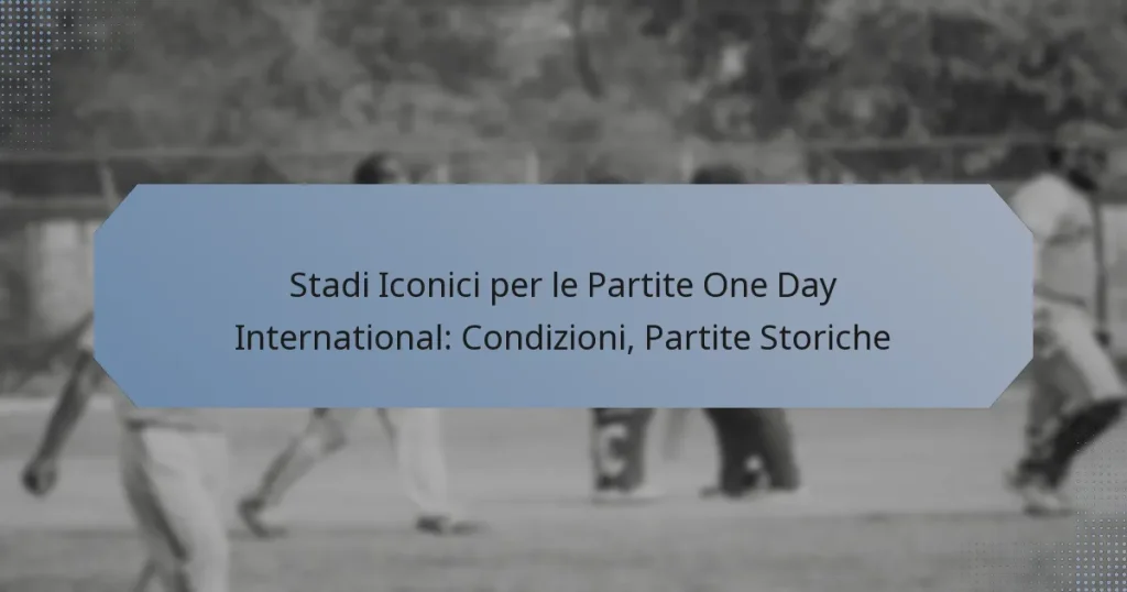 Stadi Iconici per le Partite One Day International: Condizioni, Partite Storiche