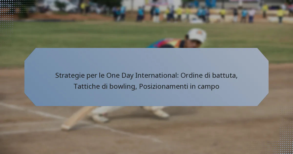 Strategie per le One Day International: Ordine di battuta, Tattiche di bowling, Posizionamenti in campo