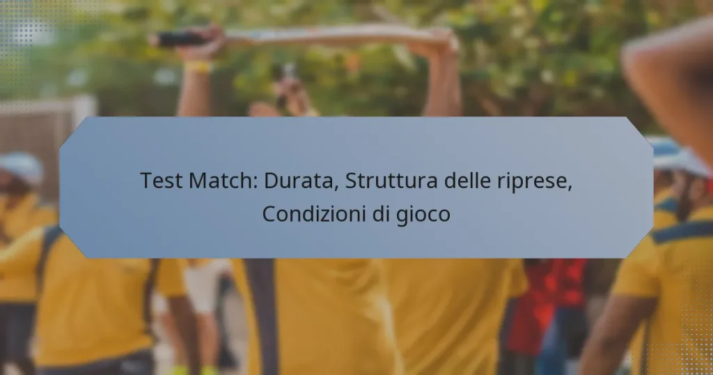 Test Match: Durata, Struttura delle riprese, Condizioni di gioco