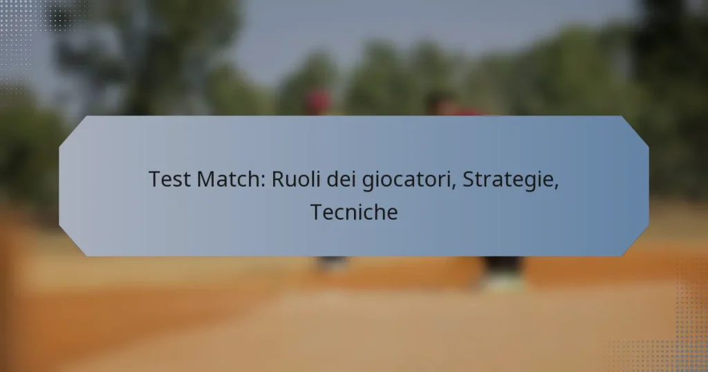 Test Match: Ruoli dei giocatori, Strategie, Tecniche