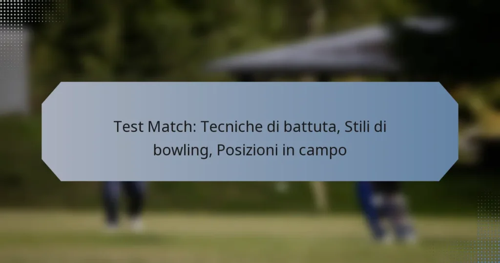 Test Match: Tecniche di battuta, Stili di bowling, Posizioni in campo