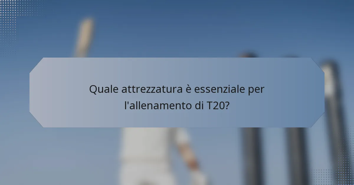 Quale attrezzatura è essenziale per l'allenamento di T20?