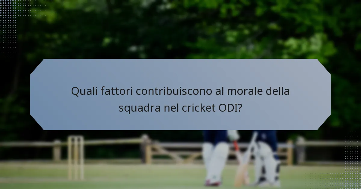 Quali fattori contribuiscono al morale della squadra nel cricket ODI?