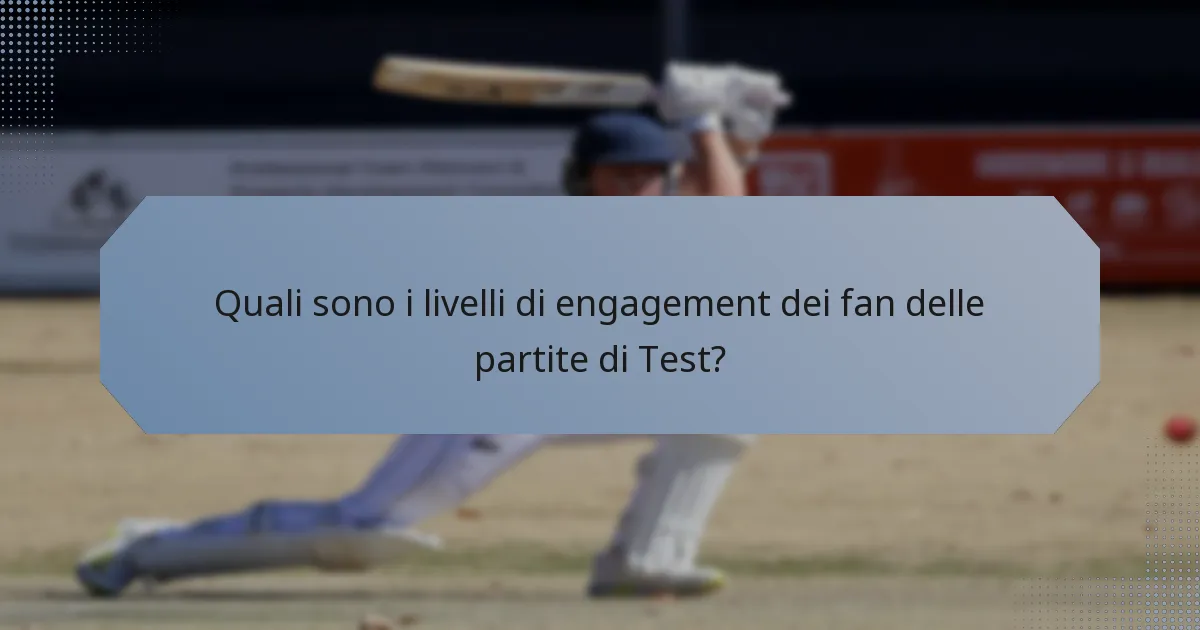 Quali sono i livelli di engagement dei fan delle partite di Test?