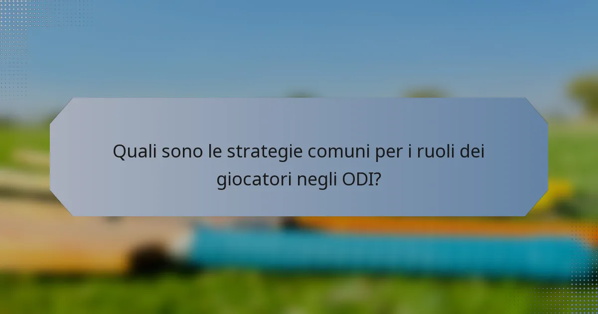 Quali sono le strategie comuni per i ruoli dei giocatori negli ODI?