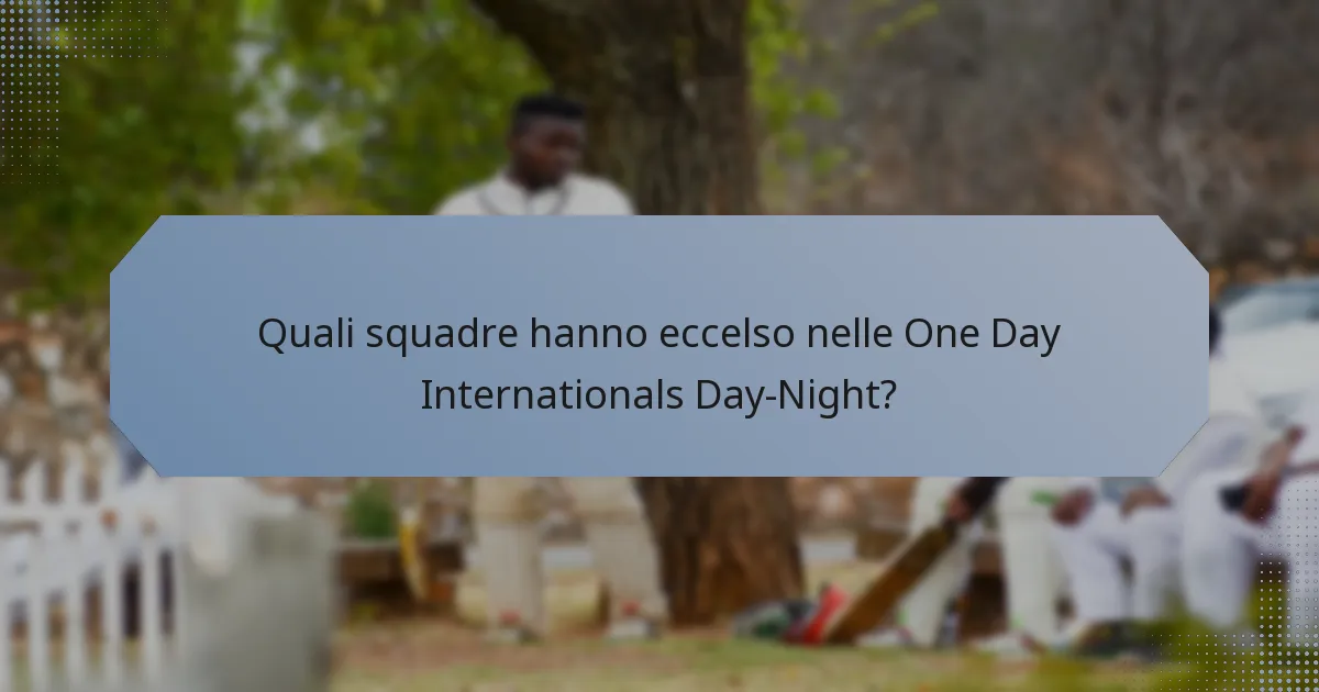 Quali squadre hanno eccelso nelle One Day Internationals Day-Night?