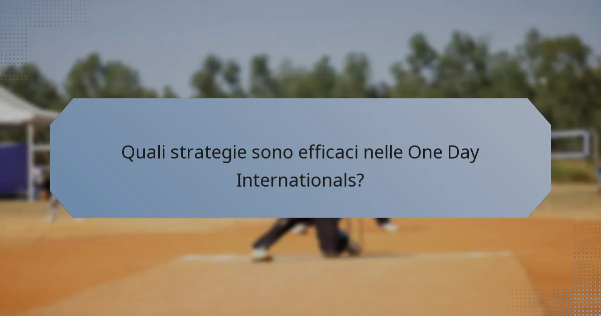 Quali strategie sono efficaci nelle One Day Internationals?